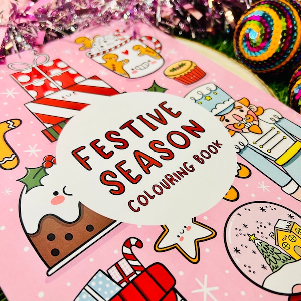 Festive Season Colouring Book - A4 - Christmas - Adult Colouring - Creative - Winter - Holidays - Xmas - Markers - Pencils - Kellylou