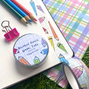 Taśma Washi Pencil Pals - Artykuły papiernicze - Ołówki - Prezent dla nauczyciela - Zestaw Washi - Uroczy - Poczta ślimakowa - Pamiętnik - Album - Kawaii - Kellylou