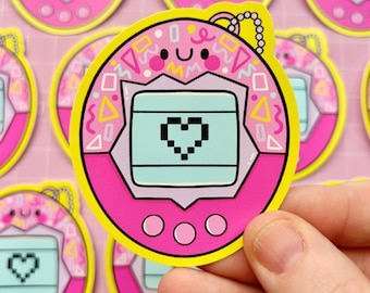 90s Virtual Pet : Waterproof Vinyl Sticker - Nostalgia - Decal - Kawaii - Pink - Retro Toys - Trinket