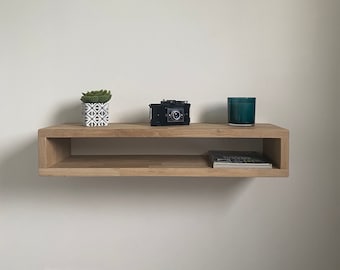 Console / TV-meubel / Zwevende eikenhouten plank