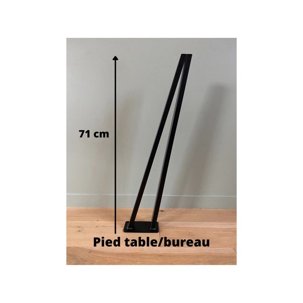 Pied de table ou bureau en metal noir de forme équerre