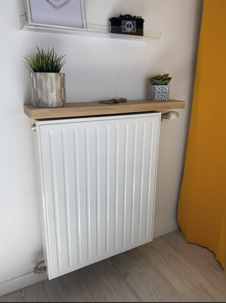 Radiator shelf in solid oak without wall fixing image 2