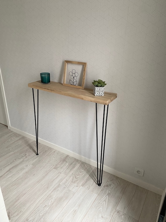 Industrial Style Oak Console With Metal Foot Etsy Canada