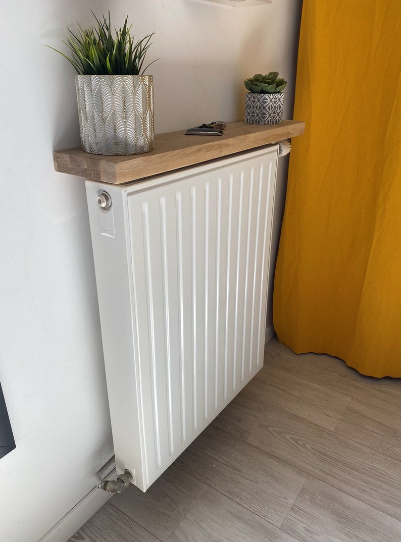 Radiator shelf in solid oak without wall fixing image 1