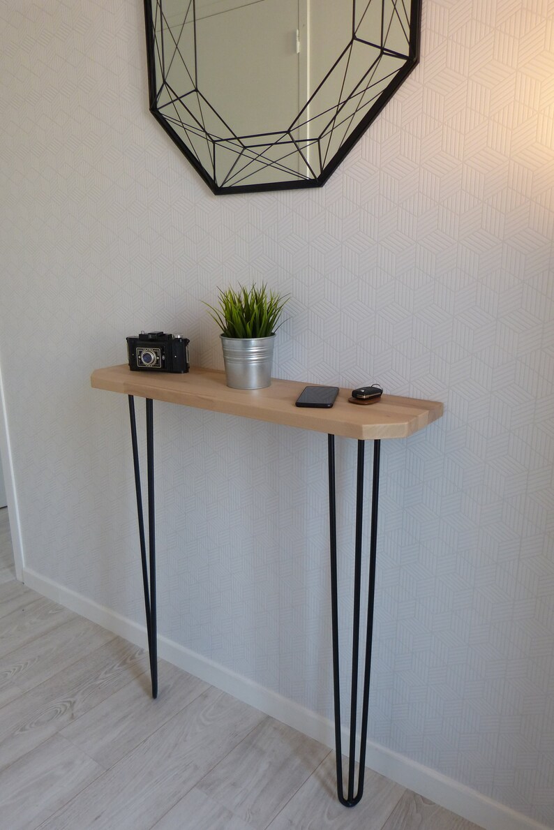 Konsole aus Holz im industriellen Stil mit Fuß aus Metall | Etsy