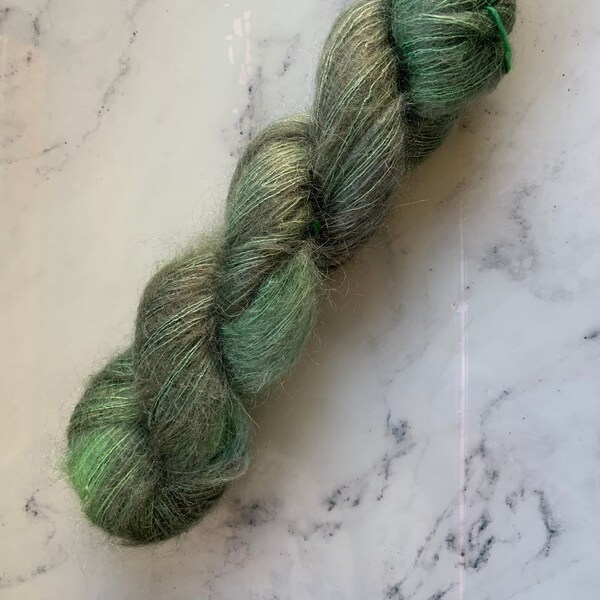 Hand Dyed Mohair Silk Yarn - Minas Morgul - 50g Superkid Mohair and Mulberry Silk Lace Yarn