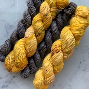 Hand Dyed 70g Sock Set - Hunny - 85/15 Superwash Extrafine Merino and Nylon 50g skein + 20g mini skein set