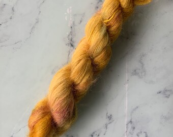 Hand Dyed Mohair Silk Yarn - Hunny - 50g Superkid Mohair and Mulberry Silk Lace Yarn