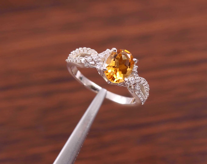 natural citrine ring oval cut November Birthstone sterling silver engagement ring yellow gemstone ring citrine ring everyday ring