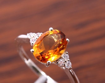 Citrin Ring, natürlicher Citrin Ring, 925 Silber Ring, Schöner Ring, Geschenk Ring, Verlobungsring, Versprechen Ring, Geschenk für sie, Everydar Ring,