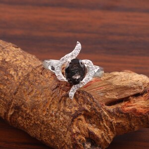 Black Rutilated Ring, Engagement Ring, Black Rutilated Quartz Ring Oval Cut Ring, wedding Ring Anniversary Gift, Promise Ring, Gift For Her