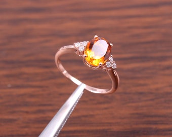 Natürlicher Citrin Ring, Citrin Ring 925 Silber Rose Gold Ring, Schöner Ring, Geschenk Ring, Verlobungsring, Versprechen Ring, Everydar Ring