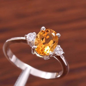 natural citrine ring oval cut November Birthstone sterling silver engagement ring yellow gemstone ring citrine ring everyday ring