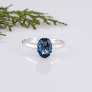 London Blue Topaz Ring Topaz Engagement Ring Anniversary Ring Promise Ring Solitaire ring