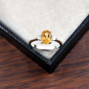 natural citrine ring oval cut November Birthstone sterling silver engagement ring yellow gemstone ring citrine ring everyday ring