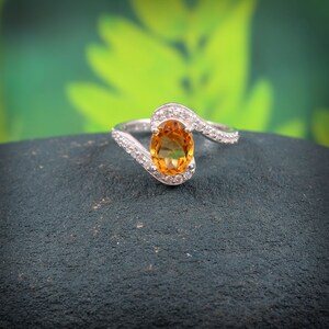 citrine ring natural citrine ring oval cut November Birthstone ring, 925 sterling silver engagement ring, yellow gemstone ring Everyday Ring