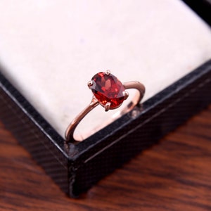 Garnet Ring Natural Garnet Ring, Silver Rose Gold Ring, Garnet Ring, Engagement Ring, Solitaire Ring , January birthstone, Everyday Ring