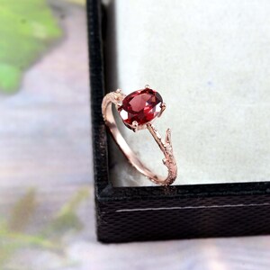 Garnet Ring Natural Garnet Ring, Silver Rose Gold Ring, Garnet Ring, Engagement Ring, Solitaire Ring , January birthstone, Everyday Ring