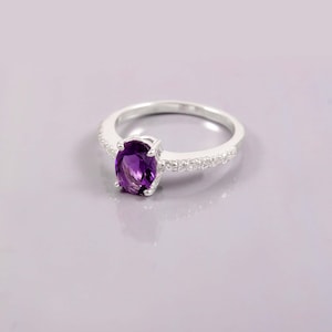 Amethyst Ring, Natural Amethyst Ring, Oval Amethyst Ring, February Birthstone, Promise Silver Ring, Everyday Ring Engagement Ring