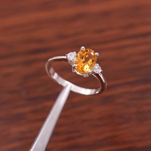 natural citrine ring oval cut November Birthstone sterling silver engagement ring yellow gemstone ring citrine ring everyday ring