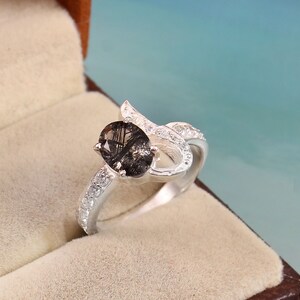 Black Rutilated Ring, Engagement Ring, Black Rutilated Quartz Ring Oval Cut Ring, wedding Ring Anniversary Gift, Promise Ring, Gift For Her
