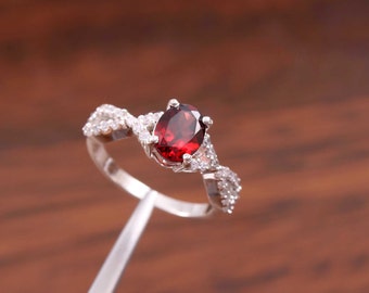 Natural Garnet, Ring, Garnet Ring, Natural Gemstone Ring, January Birthstone, Wedding Ring, Engagement Ring, Silver Ring, Gift For Her