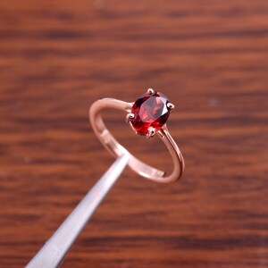 Garnet Ring Natural Garnet Ring, Silver Rose Gold Ring, Garnet Ring, Engagement Ring, Solitaire Ring , January birthstone, Everyday Ring