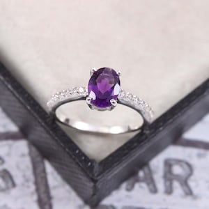 Amethyst Ring, Natural Amethyst Ring, Oval Amethyst Ring, February Birthstone, Promise Silver Ring, Everyday Ring Engagement Ring