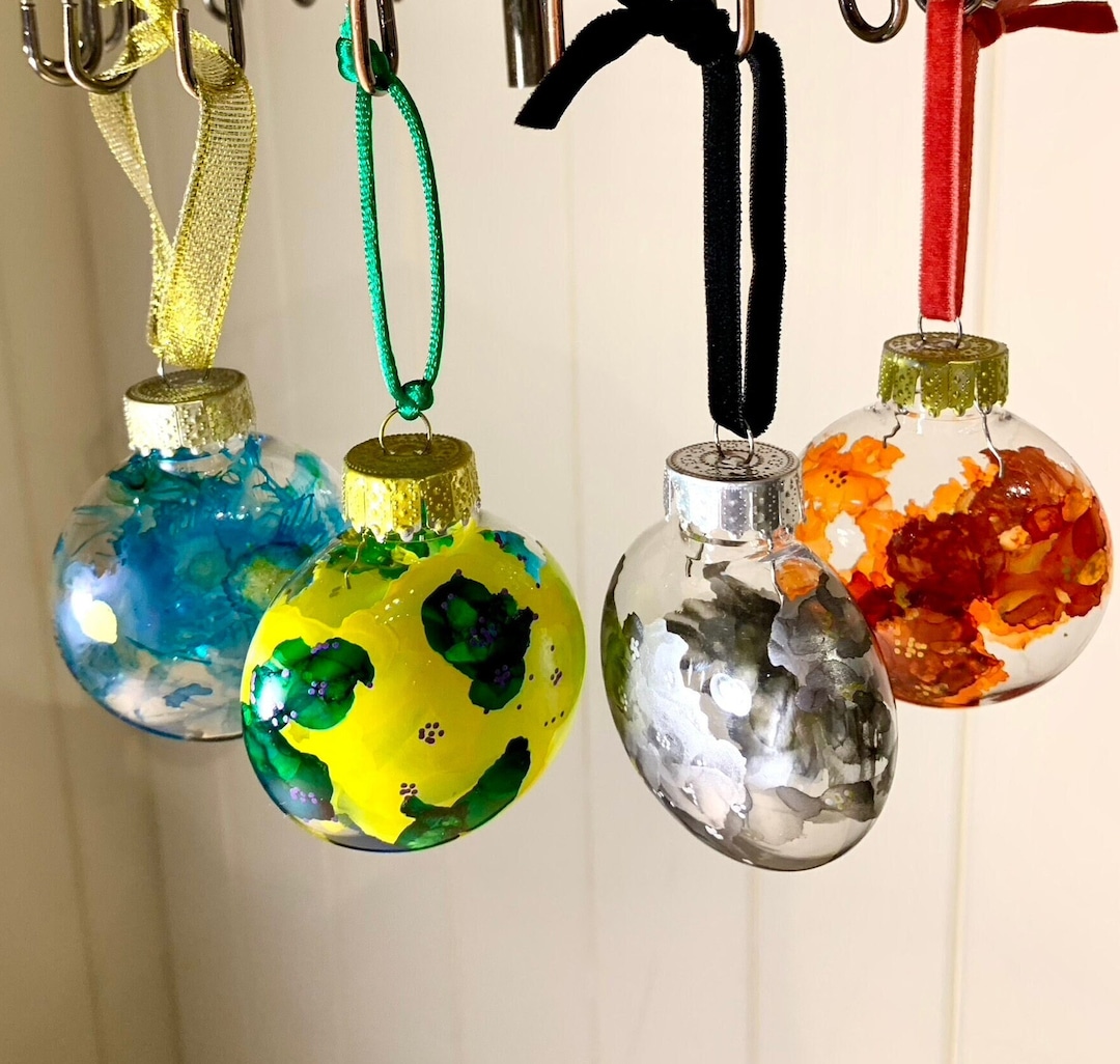Hand Painted Glass Baubles Christmas Tree Decorations Unique Etsy UK