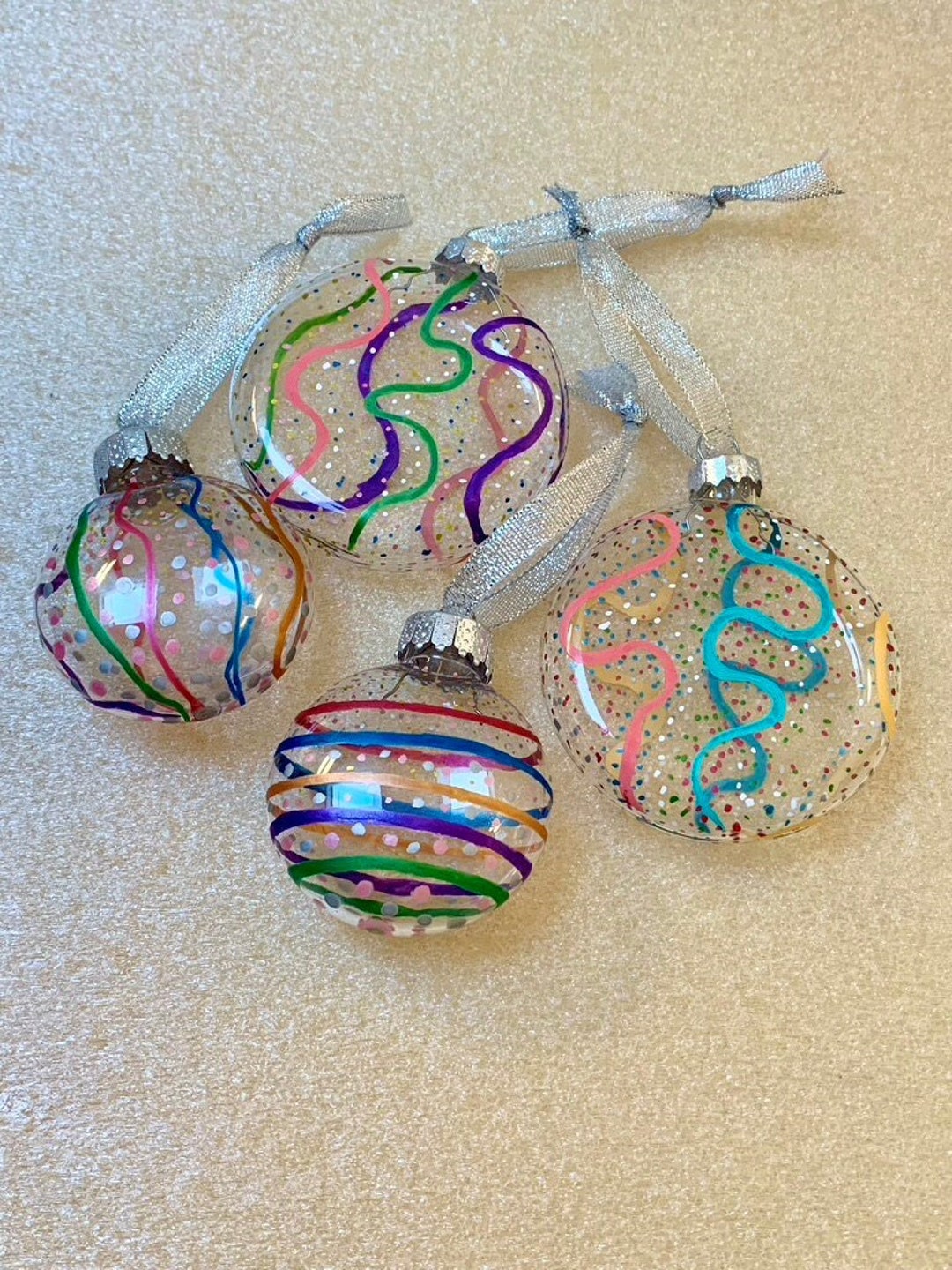 Unique Hand Painted Glass Baubles Christmas Tree Decorations. Etsy UK
