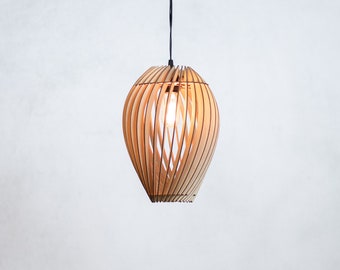 Handmade Baltic Birch Wood Pendant Light - Modern Hanging Lamp