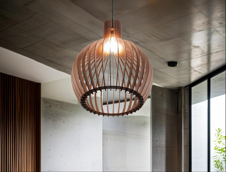 Picture of Scandinavian Design | Wood Pendant Light | Modern Light | Handmade Lamp ...