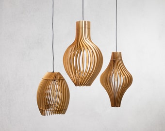 CLUSTER-Wood Pendant Light/ Hanging light / Modern Lamp / Light Fixture / Housewarming Gift / Ceiling Light / Wedding Gift / Chandelier