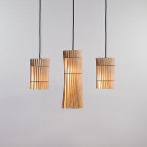 Modern Wood Pendant Light - Pendant Light , Modern lighting , Ceiling light , Chandelier Lighting , Hanging Light , Wood Lampshade , Boho