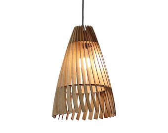 Lampada a sospensione in legno di mandorlo - Lampadario moderno, regalo di inaugurazione della casa