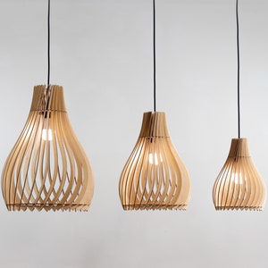 LEAF-Wood Pendant Light Modern light Handmade Lamp Ceiling Lamp Chandelier Lighting Industrial Lamp Wood Lampshade Lamp Shade image 3