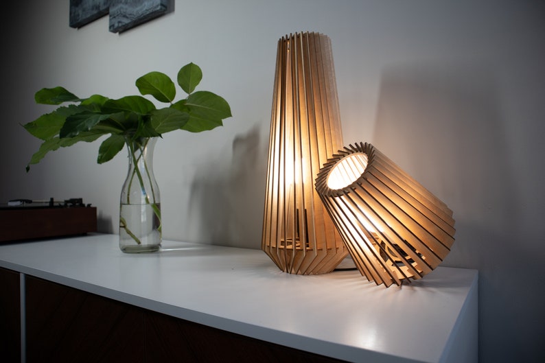 2 wood table lamps