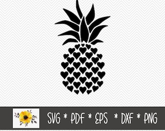 Heart Pineapple SVG | Silhouette Cut File | Cricut Cut File | .svg | .dxf | .png | .eps | .pdf