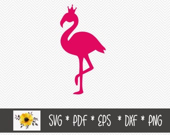 Flamingo in a crown SVG | Princess flamingo | Silhouette Cut File | Cricut Cut File | .svg | .dxf | .png | .eps | .pdf