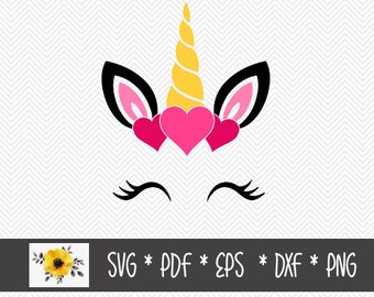 Valentine Unicorn SVG | Valentine's Day | Silhouette Cut File | Cricut Cut File | .svg | .dxf | .png | .eps | .pdf
