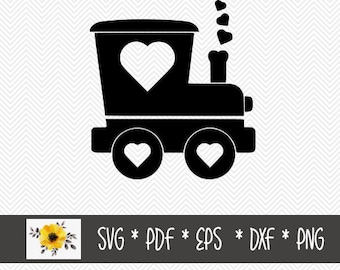 Valentines Train SVG | Silhouette Cut File | Cricut Cut File | .svg | .dxf | .png | .eps | .pdf