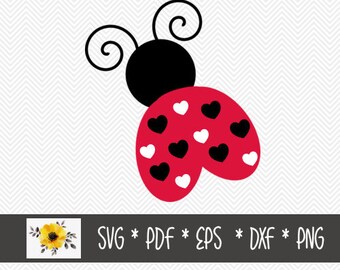 Hearted Ladybug SVG | Silhouette Cut File | Cricut Cut File | .svg | .dxf | .png | .eps | .pdf