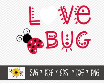 Lovebug SVG | Bestand voor silhouetsnede | Cricut Cut File | .svg | .dxf | .png | .eps | .pdf