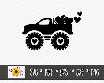 Valentines Truck SVG | Silhouette Cut File | Cricut Cut File | .svg | .dxf | .png | .eps | .pdf