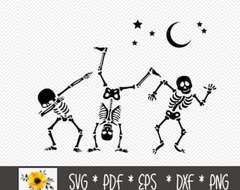 Dancing Skeletons SVG | Halloween SVG | Silhouette Cut File | Cricut Cut File | .svg | .dxf | .png | .eps | .pdf