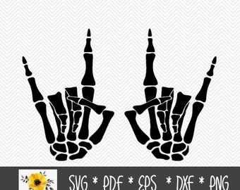 Rock on SVG | Halloween SVG | Silhouette Cut File | Cricut Cut File | .svg | .dxf | .png | .eps | .pdf