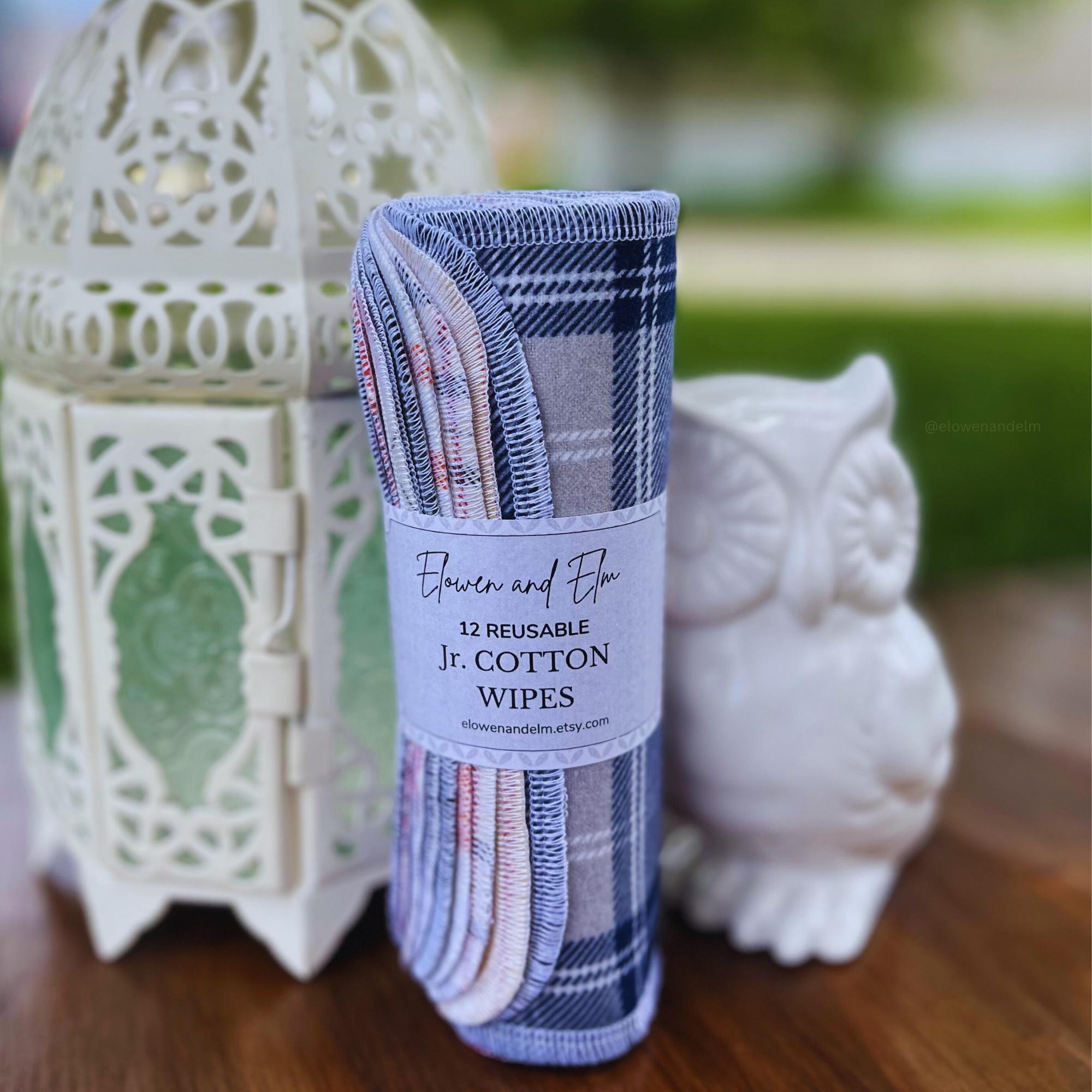 Reusable Flannel Baby Wipes: Soft Cotton Plaid, Eco-Friendly 12-Pack, Junior Wipes, Kid Sized Tissues