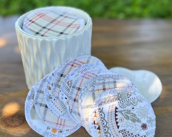 Reusable Cotton Makeup Remover Pads: Boho Zero Waste Flannel Rounds - Set of 10