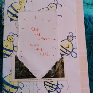 Mantenha o Sentimento e Reutilize! Cartões compartilháveis feitos à mão com encarte para escrita contínua de amigos por correspondência