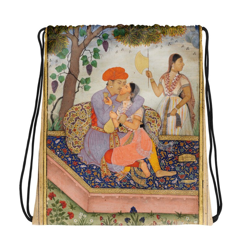 Lovers Embracing Drawstring Bag